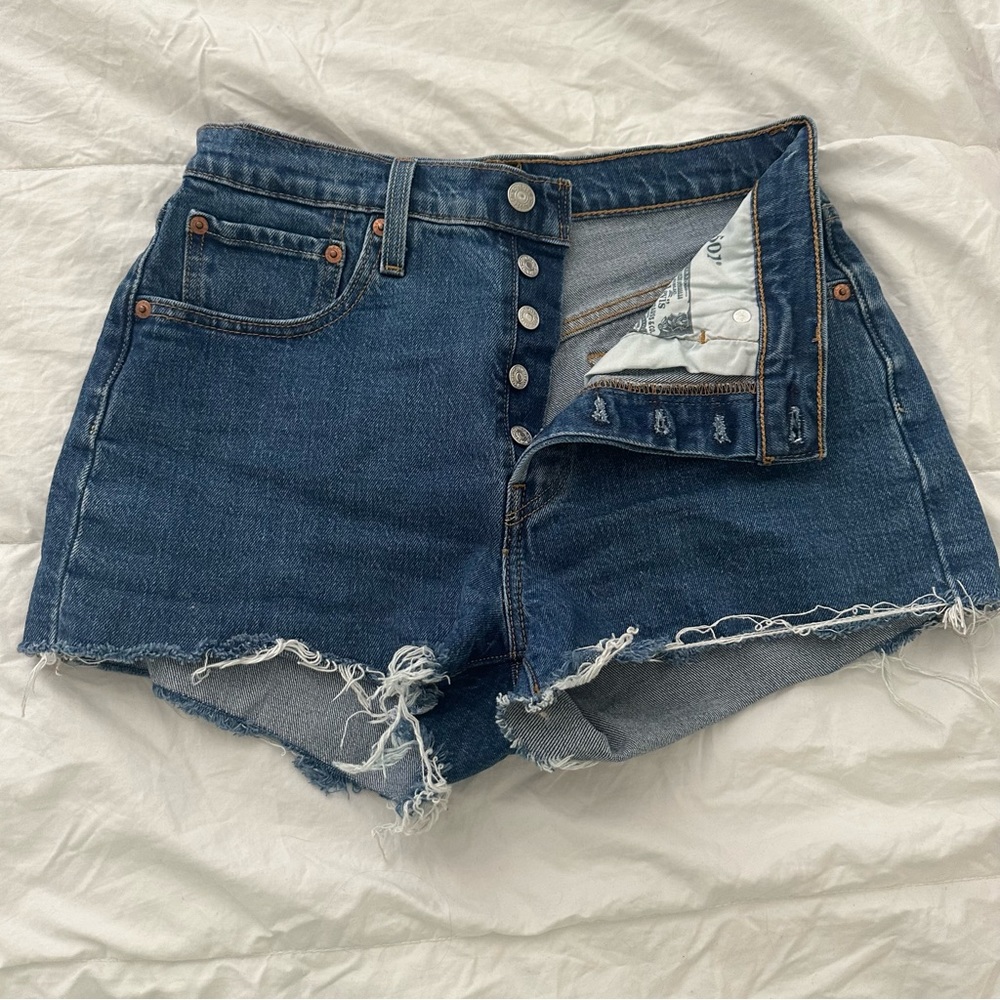 Levi’s 501 High Rise Dark Wash Denim Shorts Sz 27